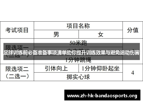 足球训练前必备准备事项清单助你提升训练效果与避免运动伤害 足球训练前必备准备事项清单助你提升训练效果与避免运动伤害